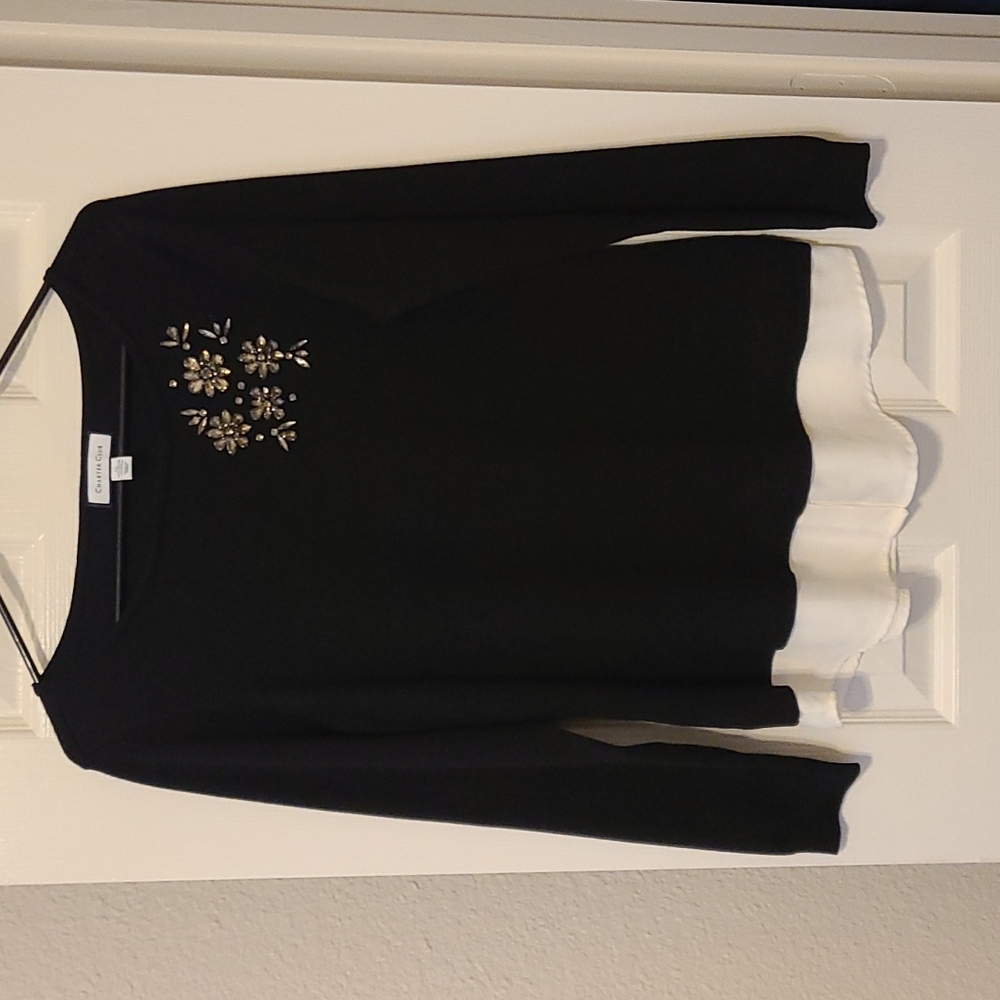 Charter Club Black, Long Sleeve Knit Top, Size M